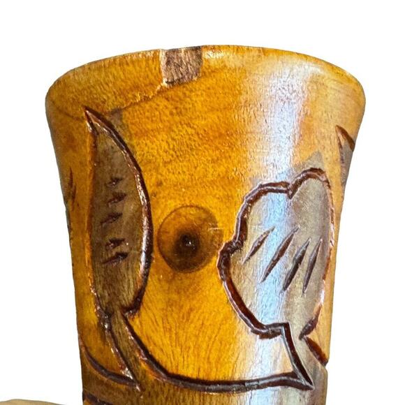 Hand Carved Wood Vase 7.5” St. Marten - Picture 8 of 8